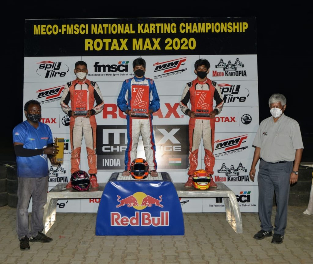 Rotax Round 3 Junior Max 1st Rohaan Madesh 2nd Ruhaan Alva 3rd Rishon Rajeev