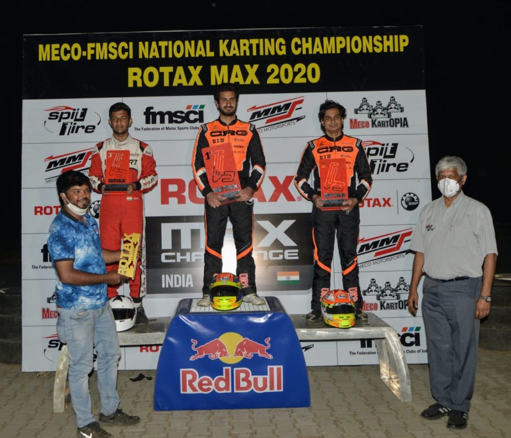 Rotax Round 3 Senior Max 1st Kush Maini 2nd Arjun Maini 3rd Mihir Suman Avalakki