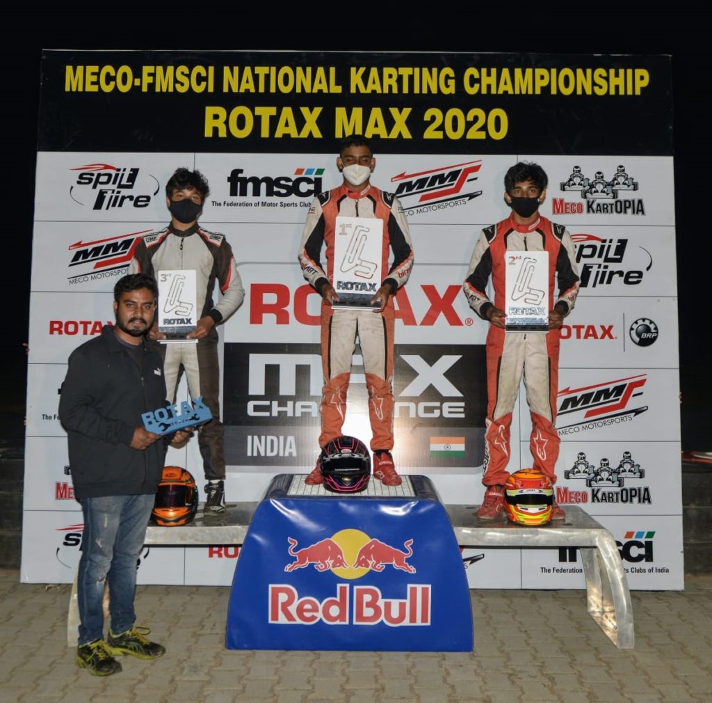 Rotax Round 4 Junior Max 1st Rishon Rajeev 2nd Ruhaan Alva 3rd Jaden Rahman Pariat