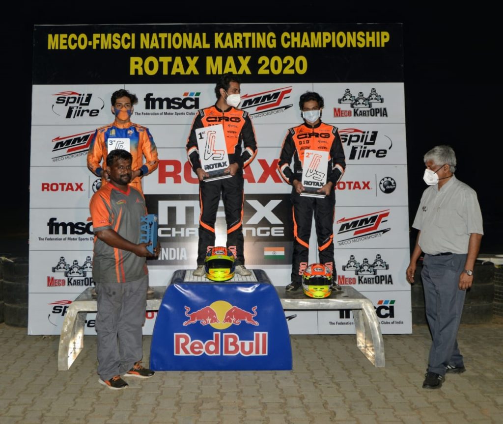 Rotax Round 4 Senior Max 1st Kush Maini 2nd Arjun Maini 3rd Shahan Ali Moshin