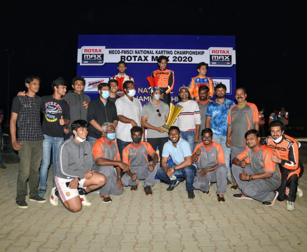 Senior Max Championship National Champion Arjun Maini Runner Up Shahan Ali Moshin 2nd Runner Up Mihir Suman Avalakki. Team Champions NK Racing Academy