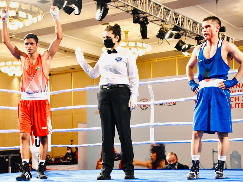 Gaurav slonki won 5 0 against Kazakhstans Adiao Arpov at Bosphorus Boxing Tournament in Istanbul Turkey