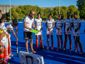 Chief Coach Sjoerd Marijne addresses the team 1