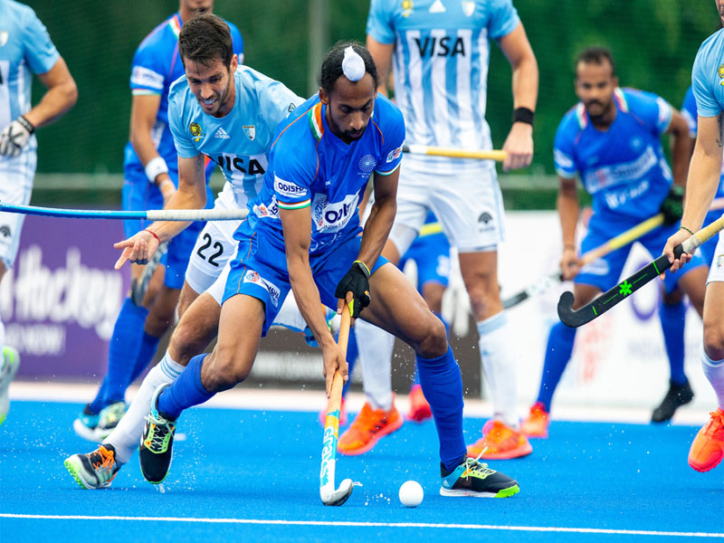 Hardik Singh in Action during India vs Argentina Pro League tie