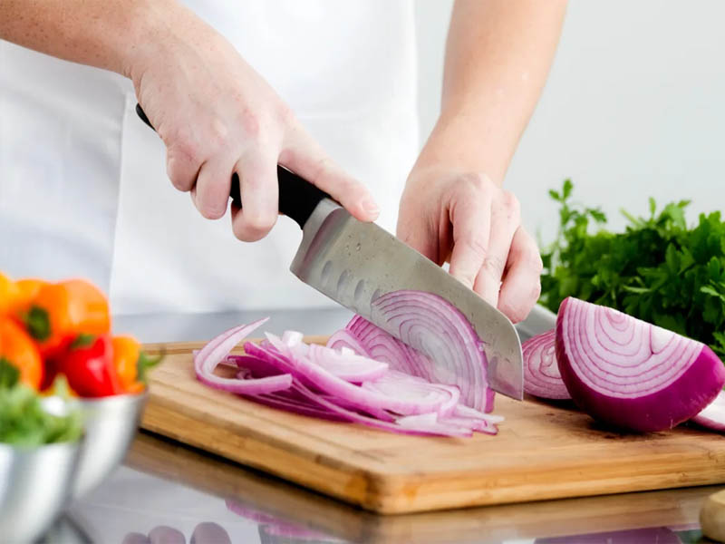 Chopping an onion