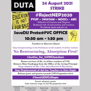 DUTA has calls for One Day Strike August 2021