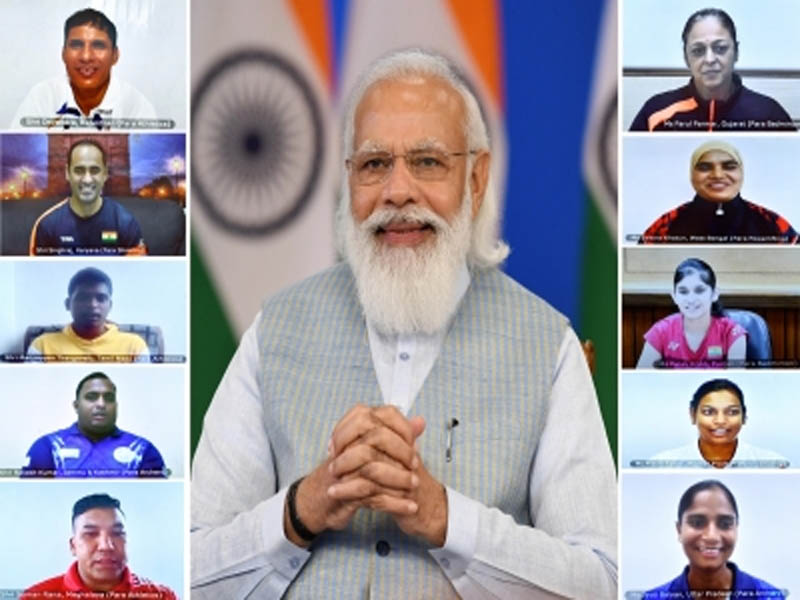 pm interacts with indian para athlete contingent ahead of tokyo games