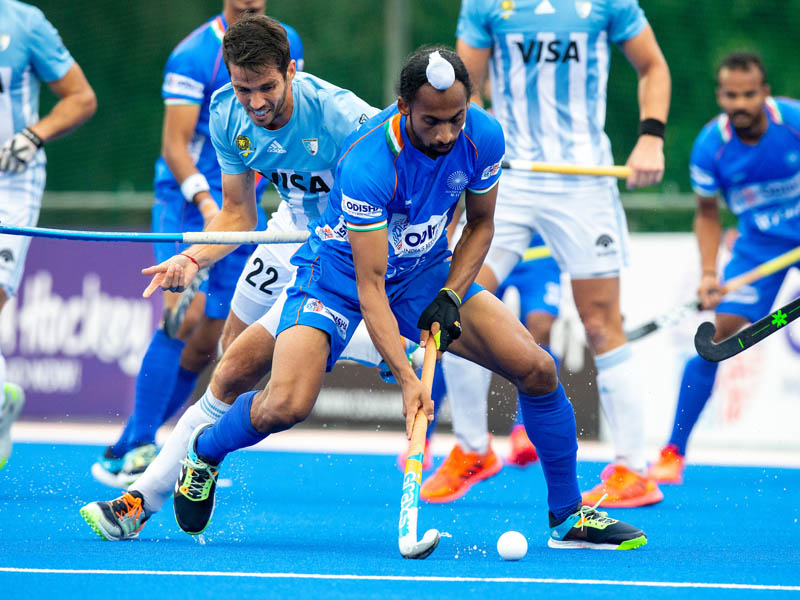 Hardik Singh in Action during India vs Argentina Pro League tie 2