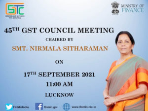 Nirmala Sitharaman will chair the 45th Meeting of the Goods and Services Tax