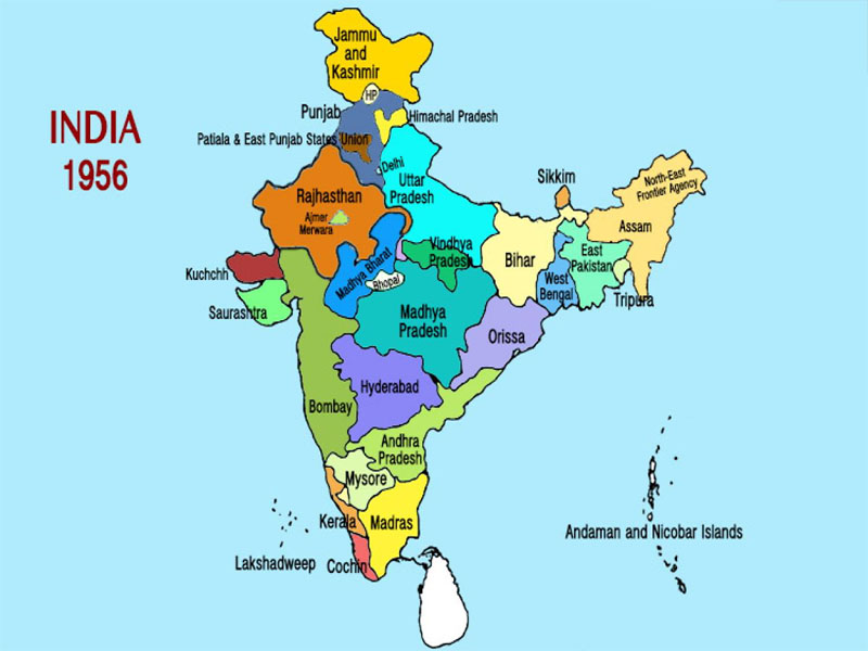 1 November 1956 Indian Govt reorganize the states according to linguistic principles