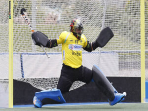 Goalkeeper Pawan in action