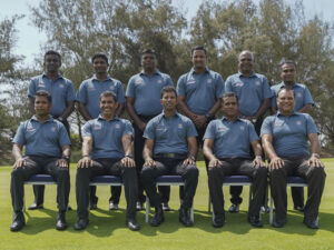 LPL Umpiring Panel Standing from Left Rohitha Kottahachchi Ravindra Kotttahachchi Asanga Jayasuriya Hemantha Botheju Deepal Gunawardena Keerthi Bandara