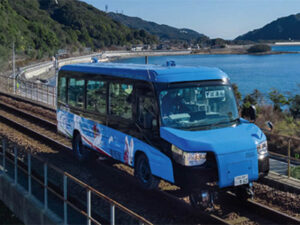 worlds first dual mode vehicle dmv for railway tracks and roads to run in japan