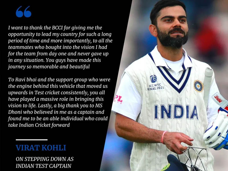 virat kohli steps down as test captain