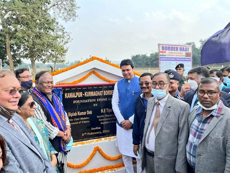 foundation stone of third Indo Bangla border haat at Kamalpur