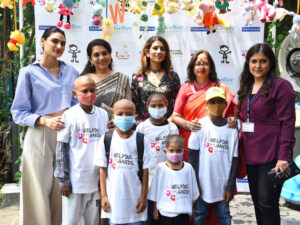 Athiya Shetty Shaina NC Preetika Tannan Nalini Pinto Shalini Jatia with the Pediatric Cancer Patients at the Helping Hands Foundation Exhibition cum Fundraiser