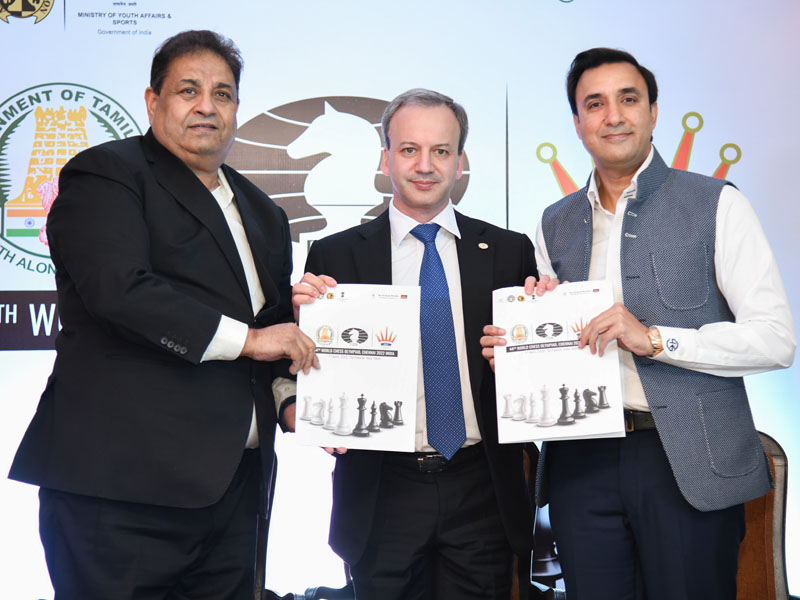 FIDE President Arkady Dvorkovich Centre officially hands over the hosting rights to India for the organization of the FIDE 44th World Chess Olympiad 2022