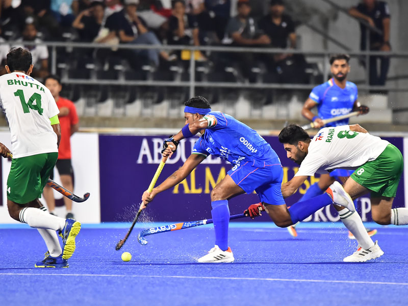 India Hockey Team in action against Pakistan