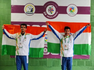 shooter dhanush srikanth wins gold shourya saini bags bronze mens 10m air rifle