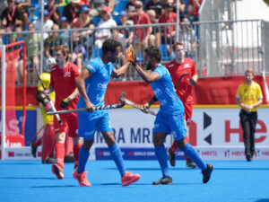 Indian Mens Hockey Team register 4 3 win against Switzerland and play out 2 2 draw against Pakistan on the FIH Hockey 5s