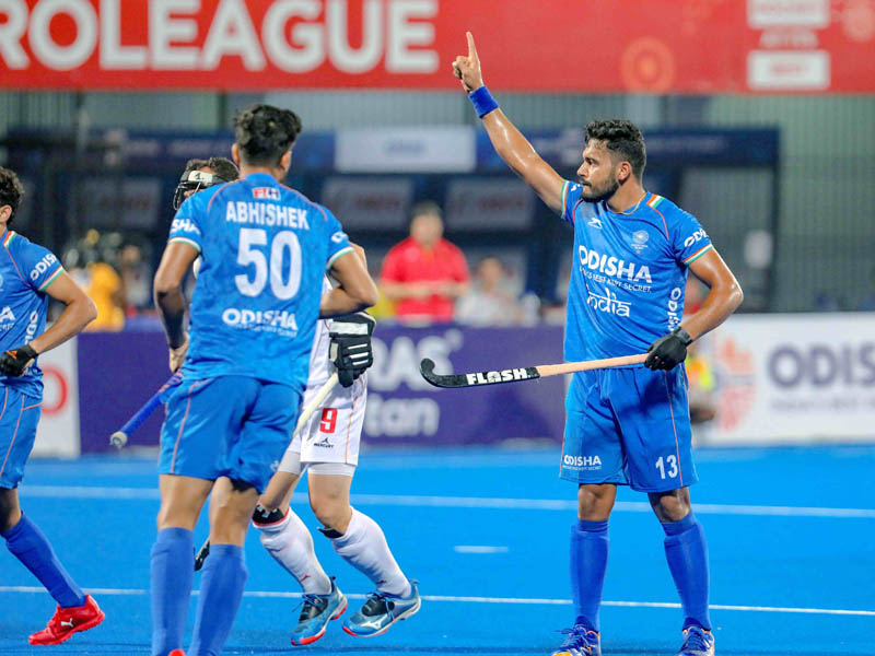 Indian Mens Hockey Team Vice Captain Harmanpreet Singh in action