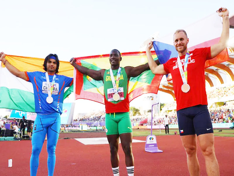 neeraj chopra scripts history with silver in javelin