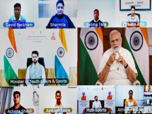 pm modi interacts with cwg bound athletes wishes them luck for the games