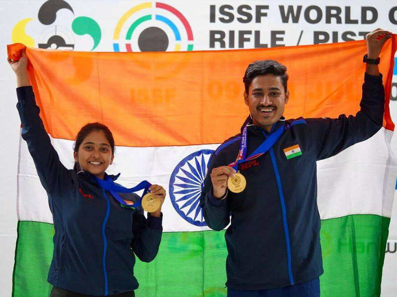 shooting world cup mehuli ghosh tushar gold for india