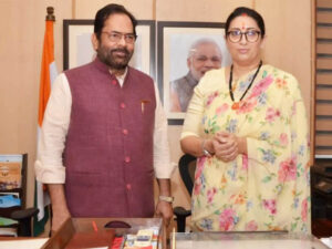 women and child development minister smriti irani today assumed additional charge of ministry of minority affairs