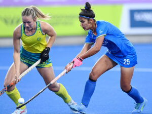 Navneet Kaur in action vs Australia