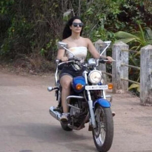 Warina Hussain in an action film as she rides her bike in the streets of Goa