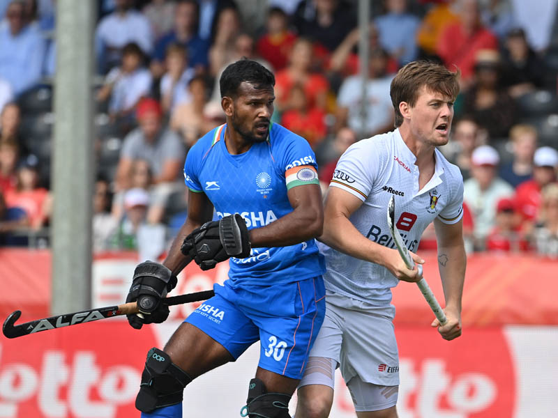 Indian Mens Hockey Team defender Amit Rohidas in action