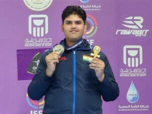 Sameer Gulia won the junior mens rapid fire pistol silver medal