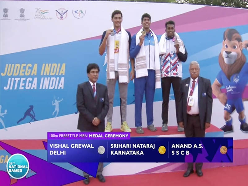 Srihari Nataraj wins sixth gold medal