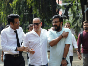 Manoj Bajpayee Vinod Bhanushali Apoorv Singh Karki on sets of their courtroom drama