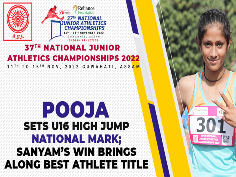 pooja sets u16 high jump national mark sanyams win brings along best athlete title