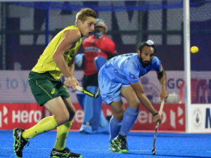 Former India captain Sardar Singh playing against Australia