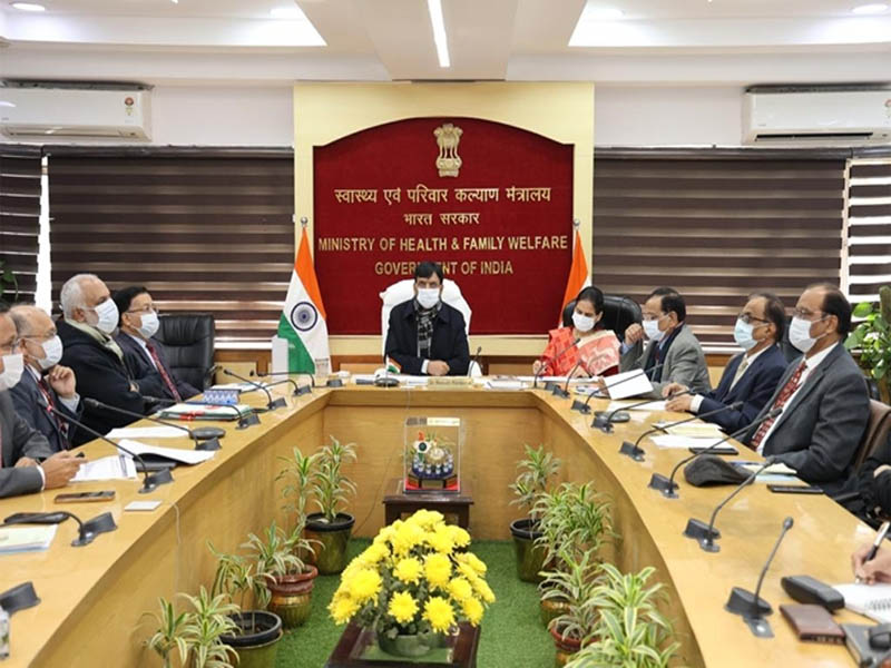 Minister for Health Mansukh Mandviya chairs meeting in New Delhi to review Covid 19 situation