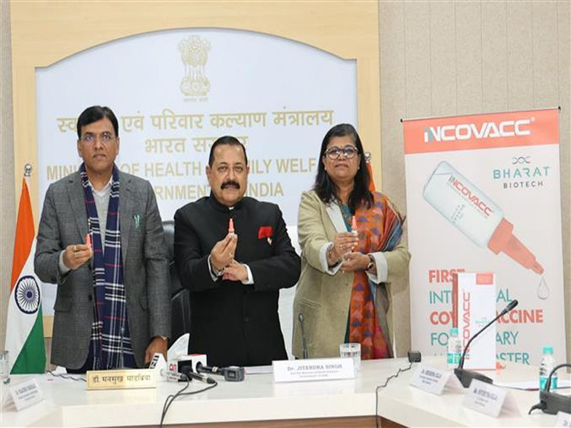 health minister mandaviya launches bharat biotechs nasal covid vaccine