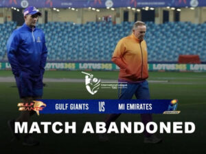 ilt20 gulf giants mi emirates match abandoned due to rain