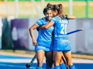 Mumtaz Khan celebrates after scoring a goal