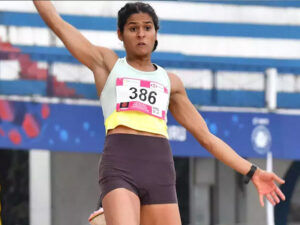 shaili singh produces second longest jump of 6 76m to steal thunder from sprinter amlan borgoha