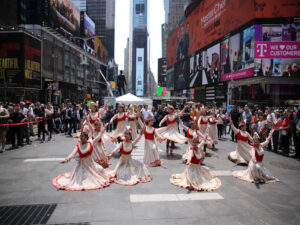 flash mob celebrating mughal e azam the musical enthralls crowd at new yorks times square