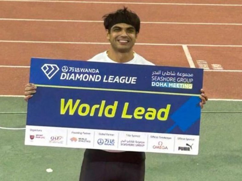 neeraj chopra begins diamond league title defence with win in doha