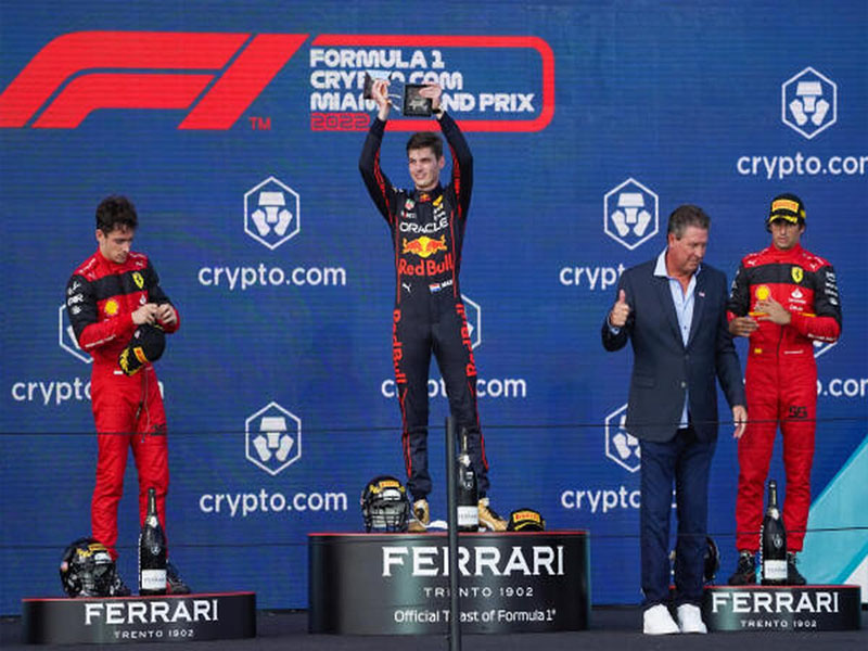 verstappen beats leclerc to win first miami grand prix formula one