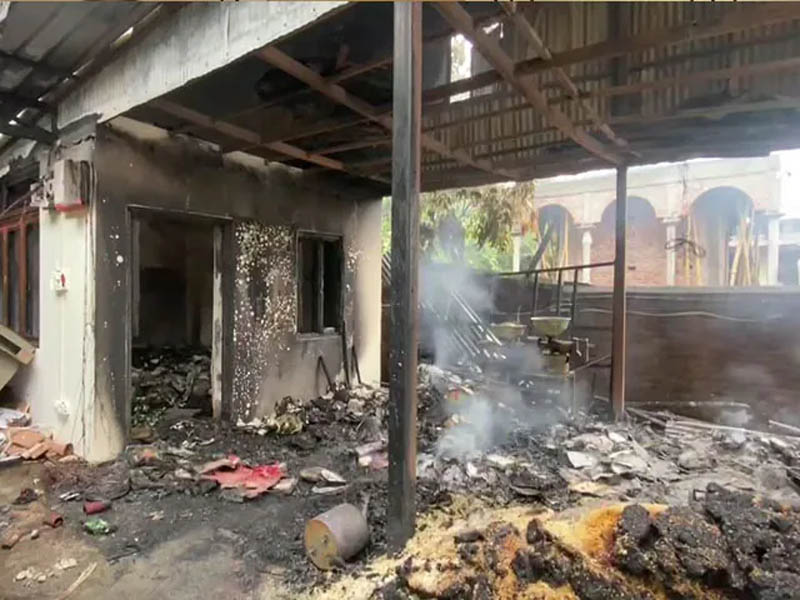 union minister s house set on fire by thousand strong mob in manipur