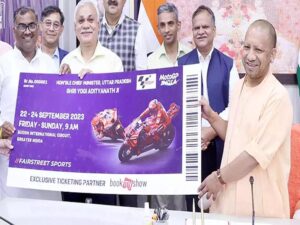 up cm yogi adityanath unveils motogp bharat first ticket