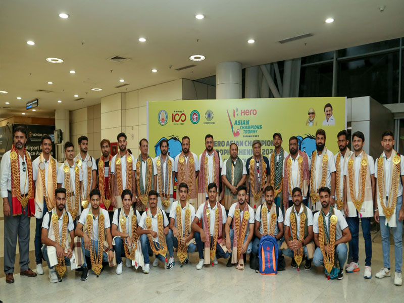 Pakistan Mens Hockey Team players at Chennai International Airport