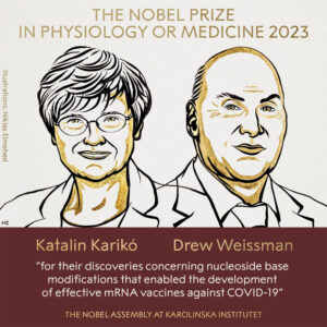 nobel prize 2023 medicine physiology katalin kariko drew weissman