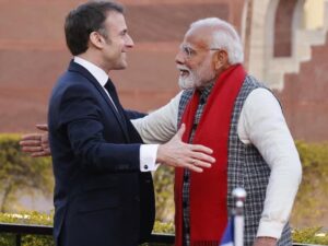 French President Emmanuel Macron arrived in India